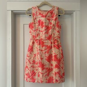 J. Crew Coral and Cream Patterned Dress